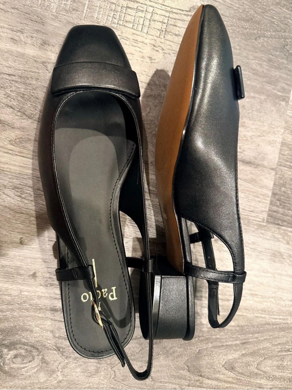 Paolo Caris Black Nappa Leather Slingback Shoes 8.5 Nib